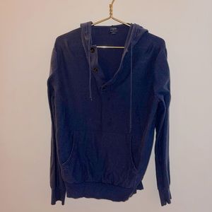 J. Crew Harbor Cotton Navy Blue hooded sweater, XL